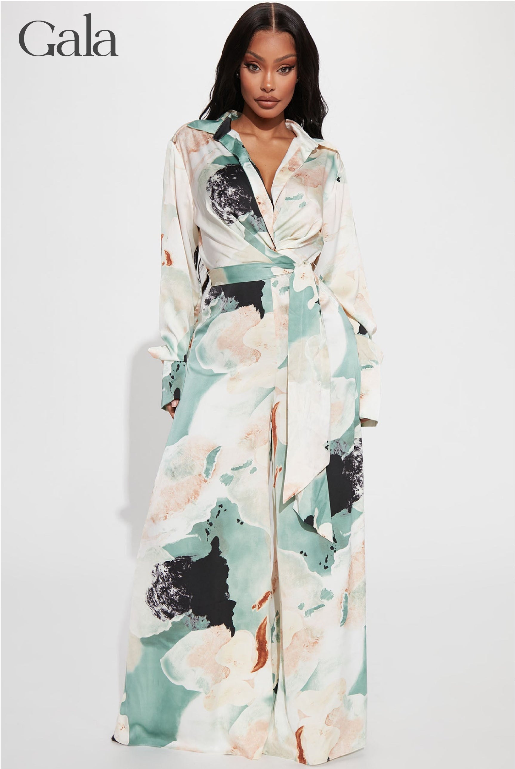 Green Mix Satin Jumpsuit