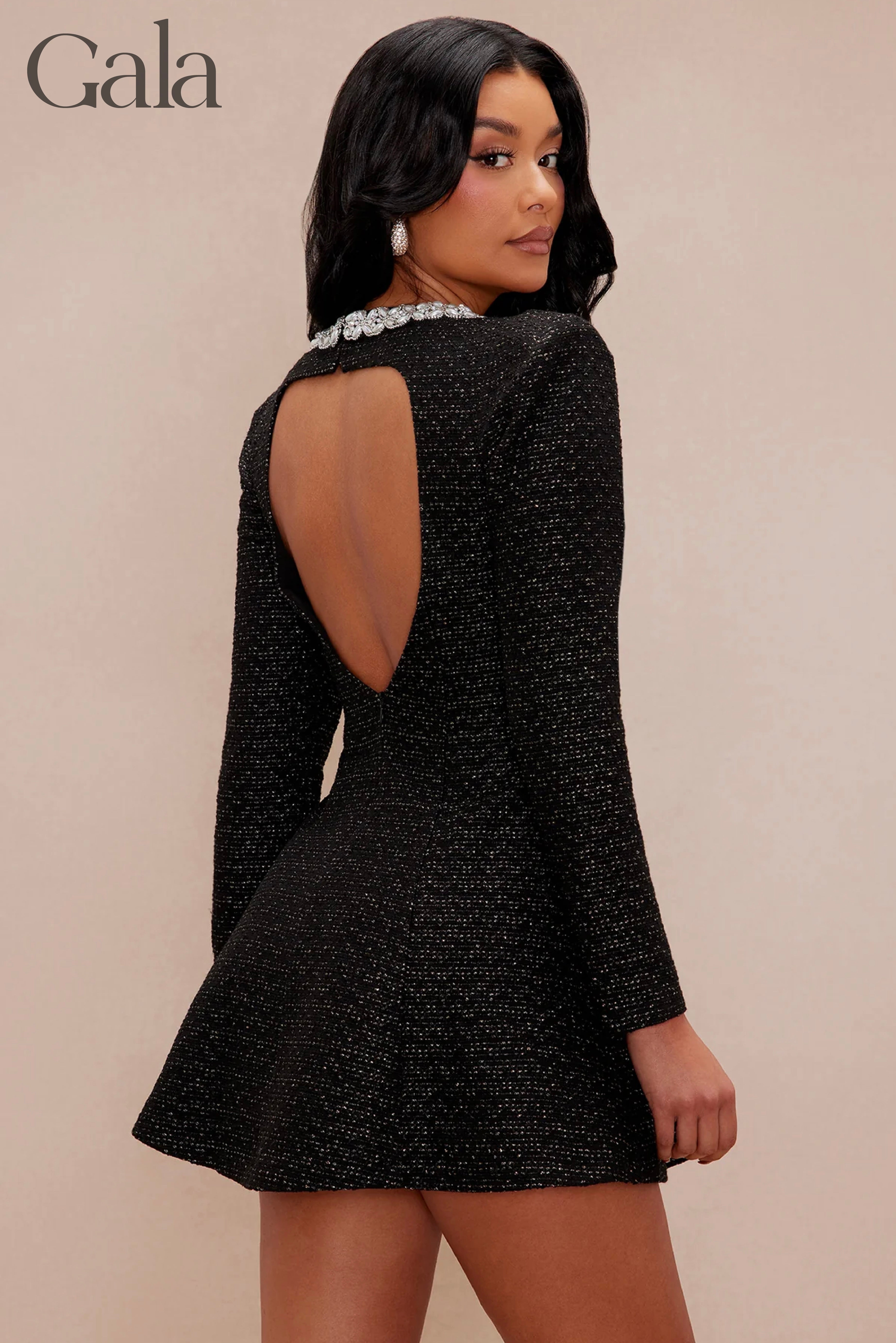 Black Tweed Mini Dress