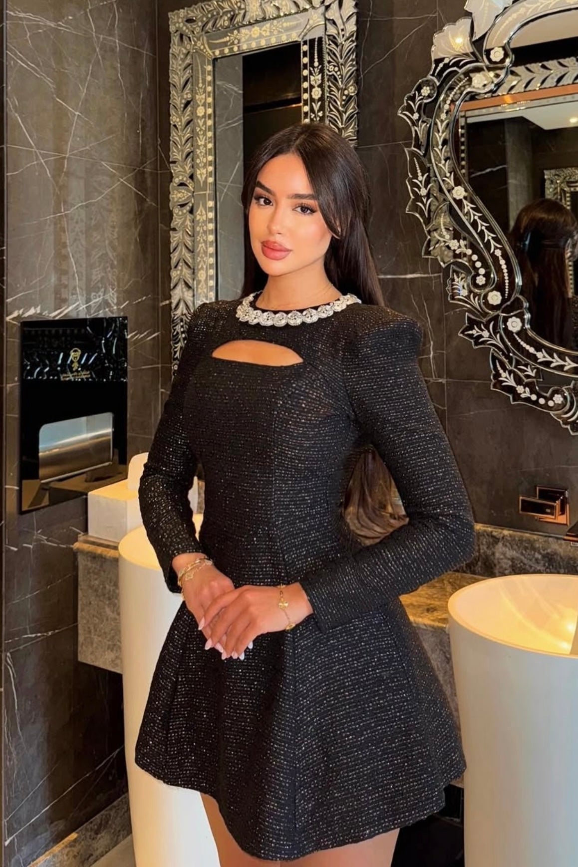 Black Tweed Mini Dress