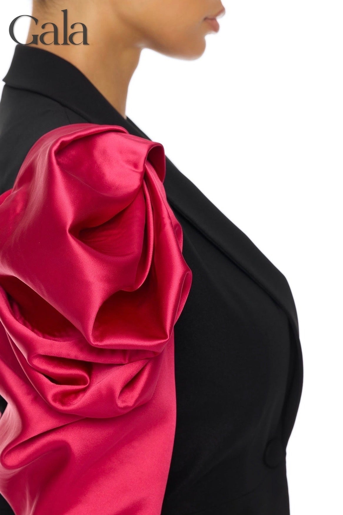Pink/Black Puff Sleeve Suit