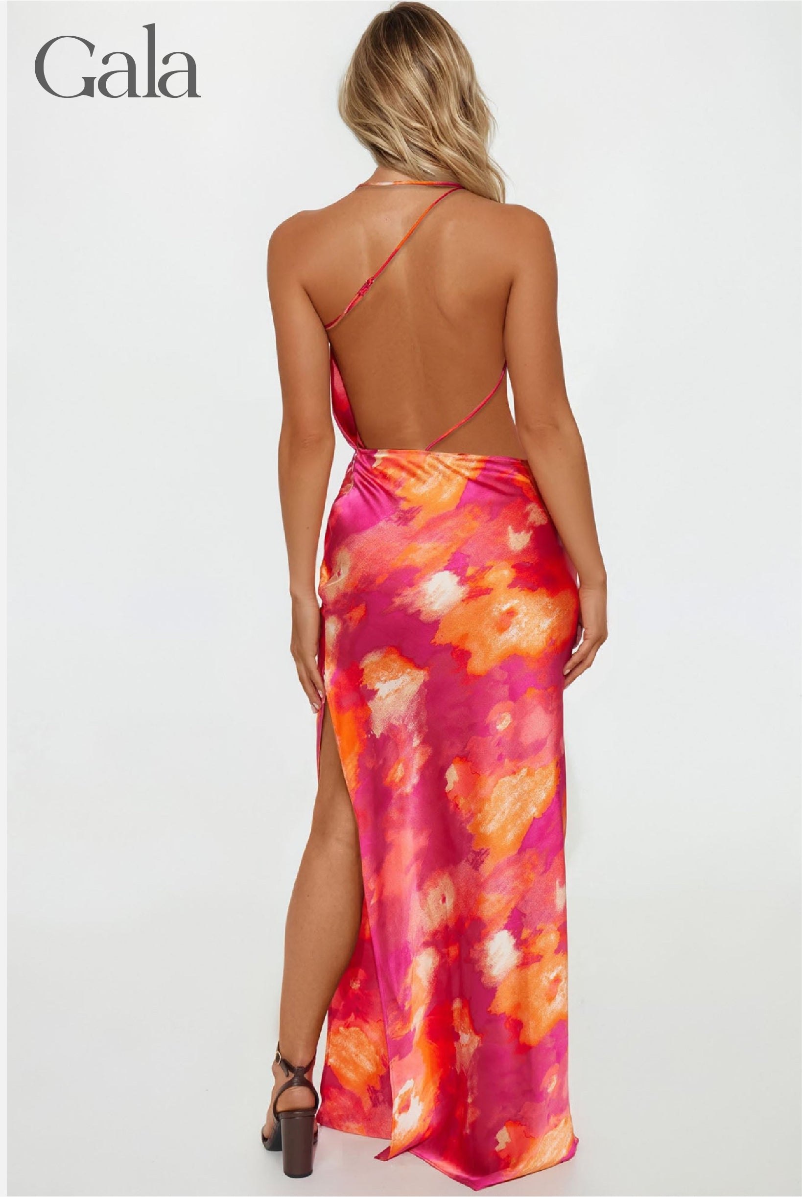 Fuchsia Mix Cowl Neck Maxi Dress