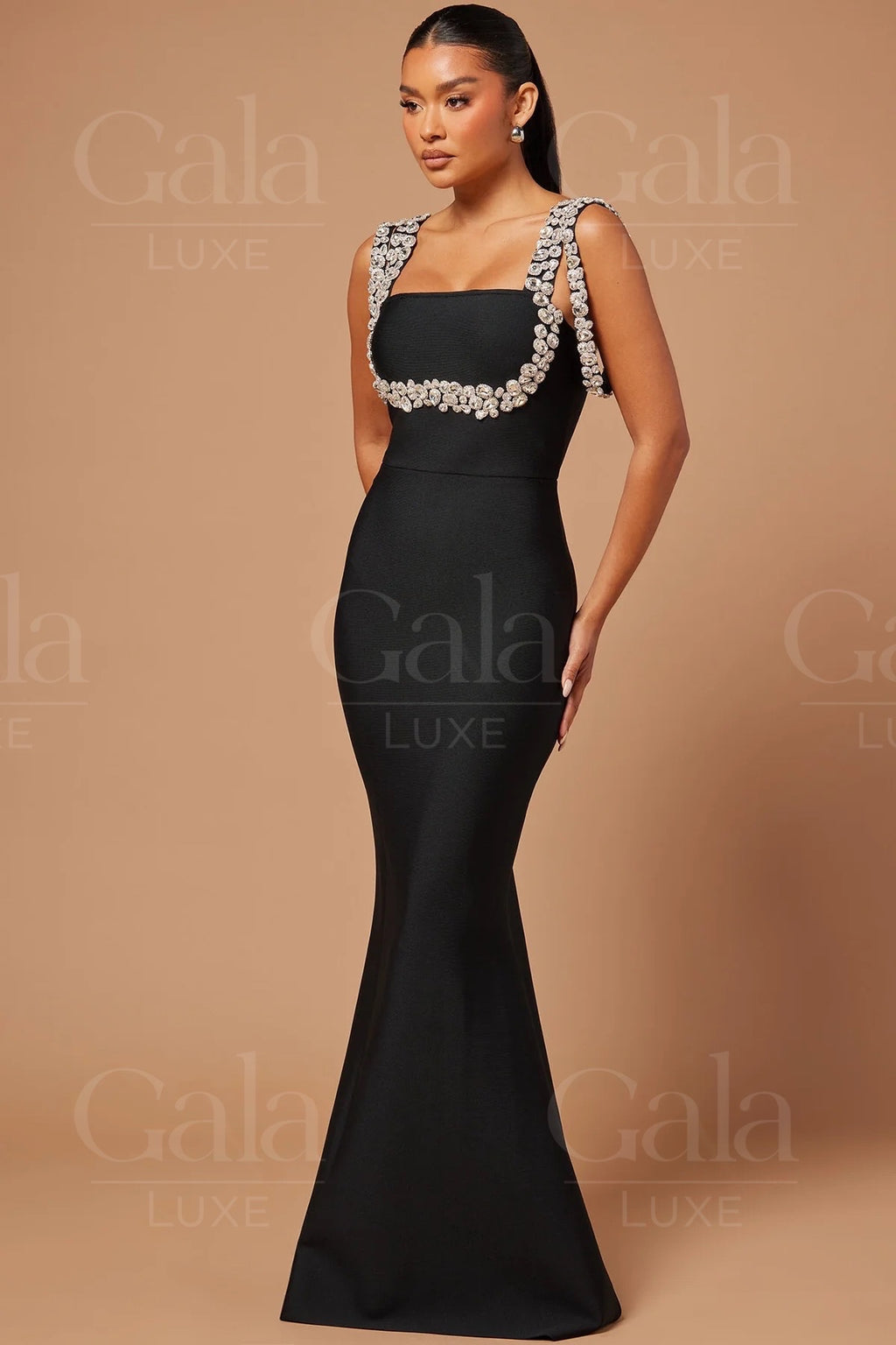 Embellished Black Bandage Gown