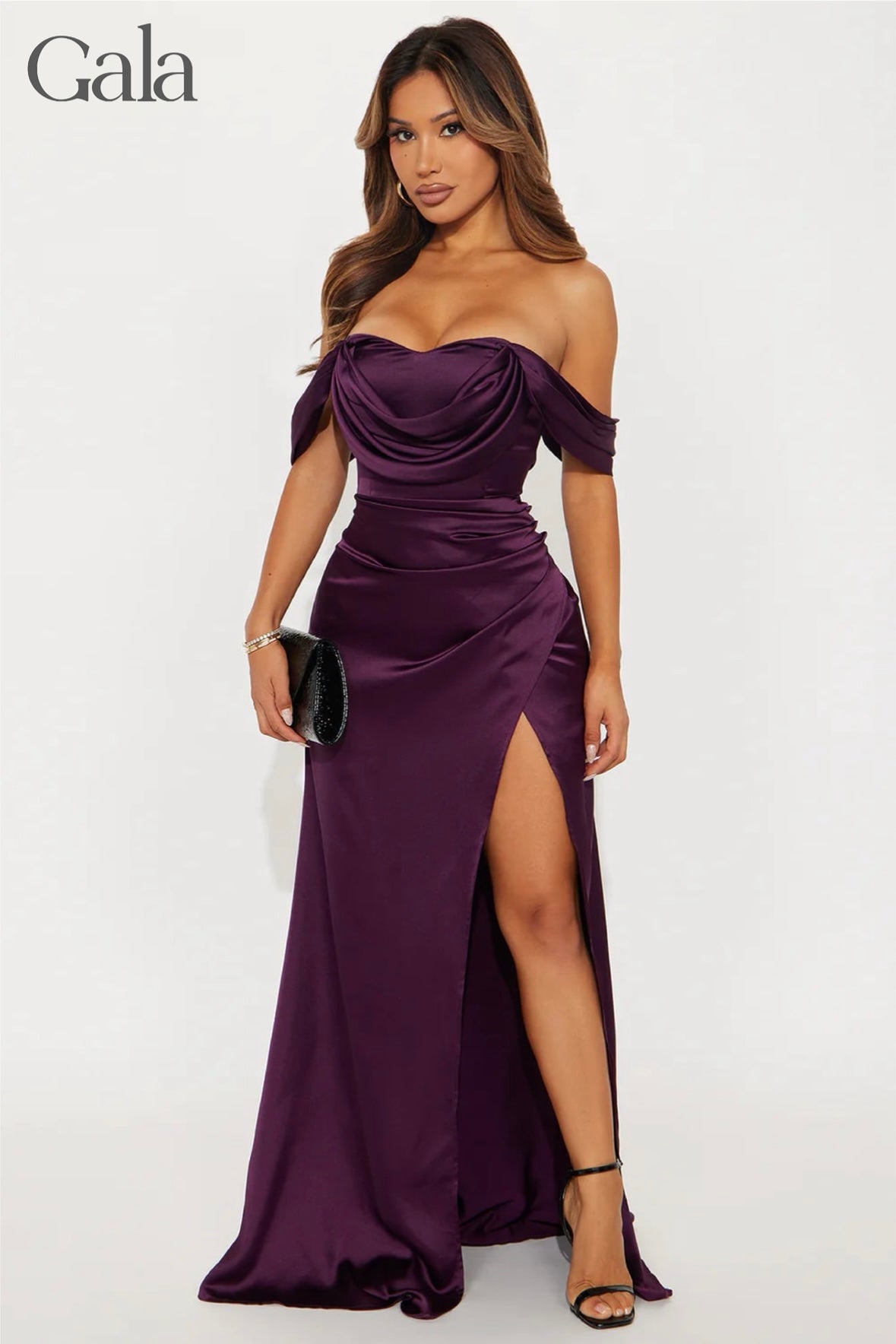 Mulberry Satin Maxi Dress