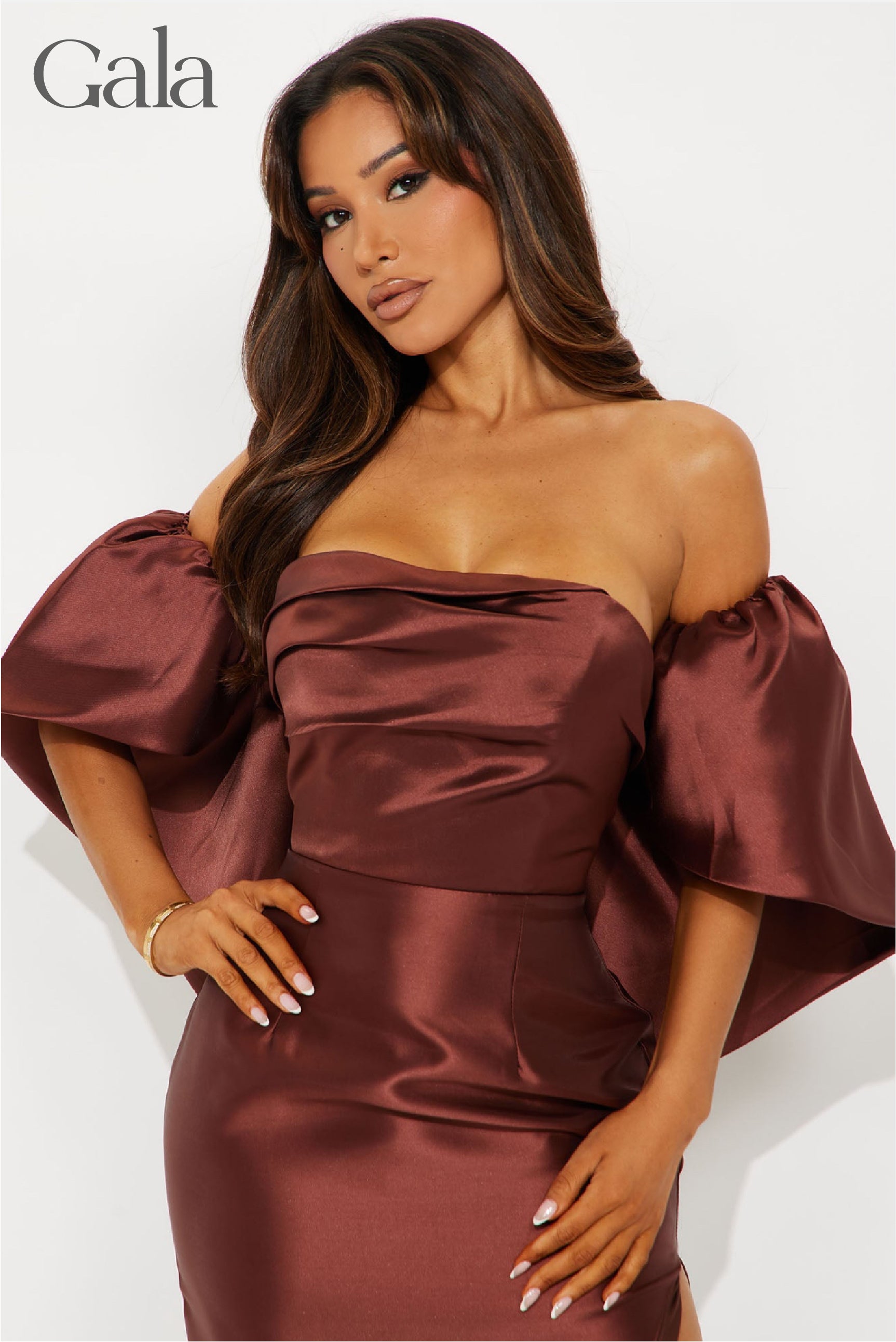 Brown Strapless Gown