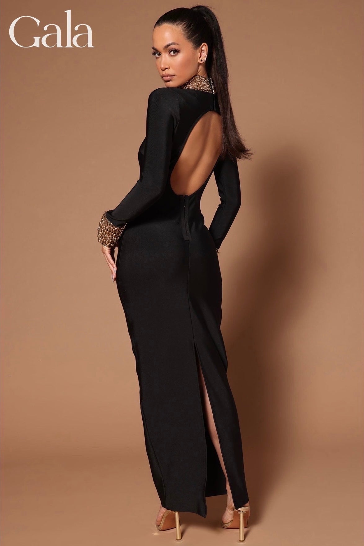 Embellished Black Maxi Dress