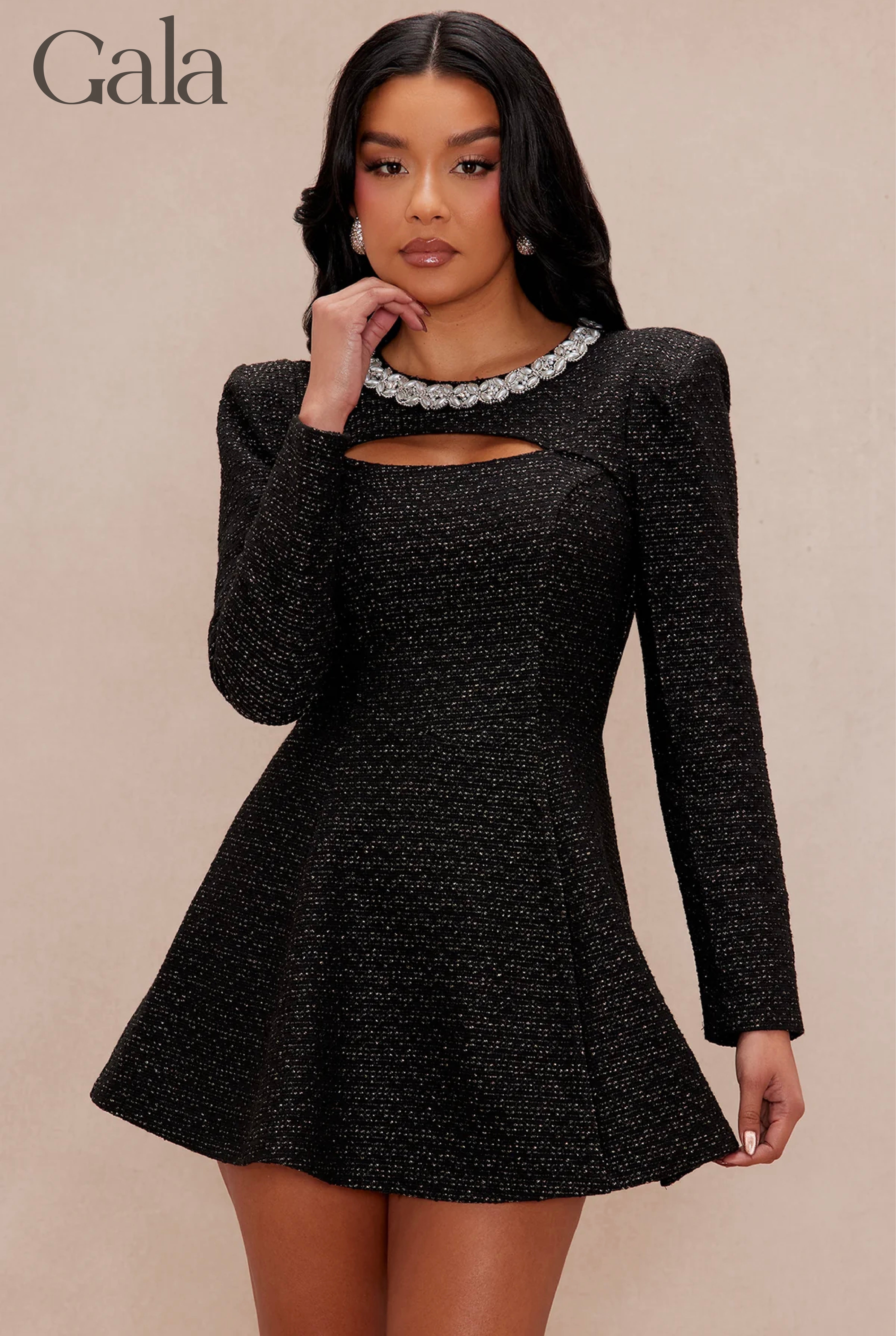 Black Tweed Mini Dress