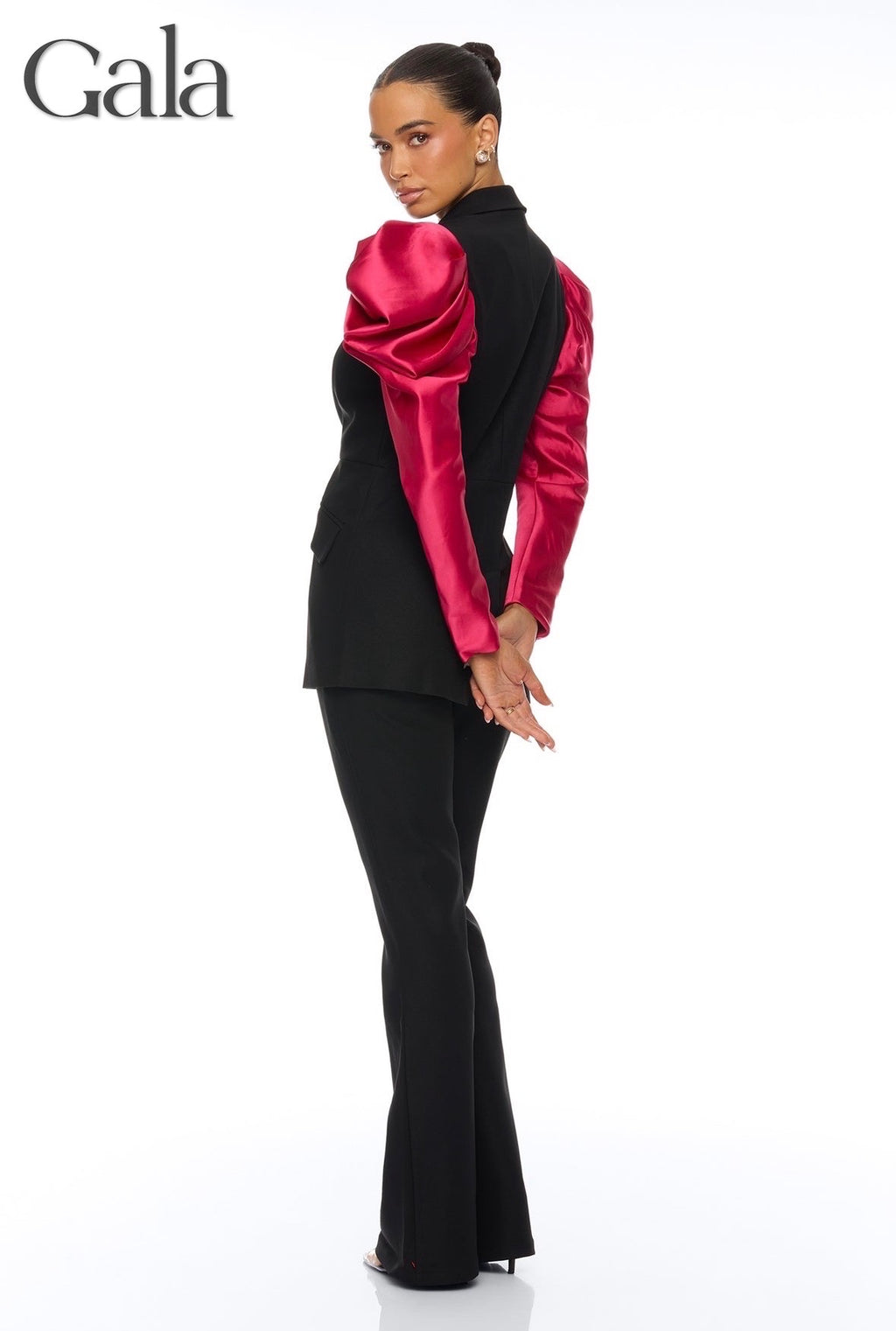 Pink/Black Puff Sleeve Suit