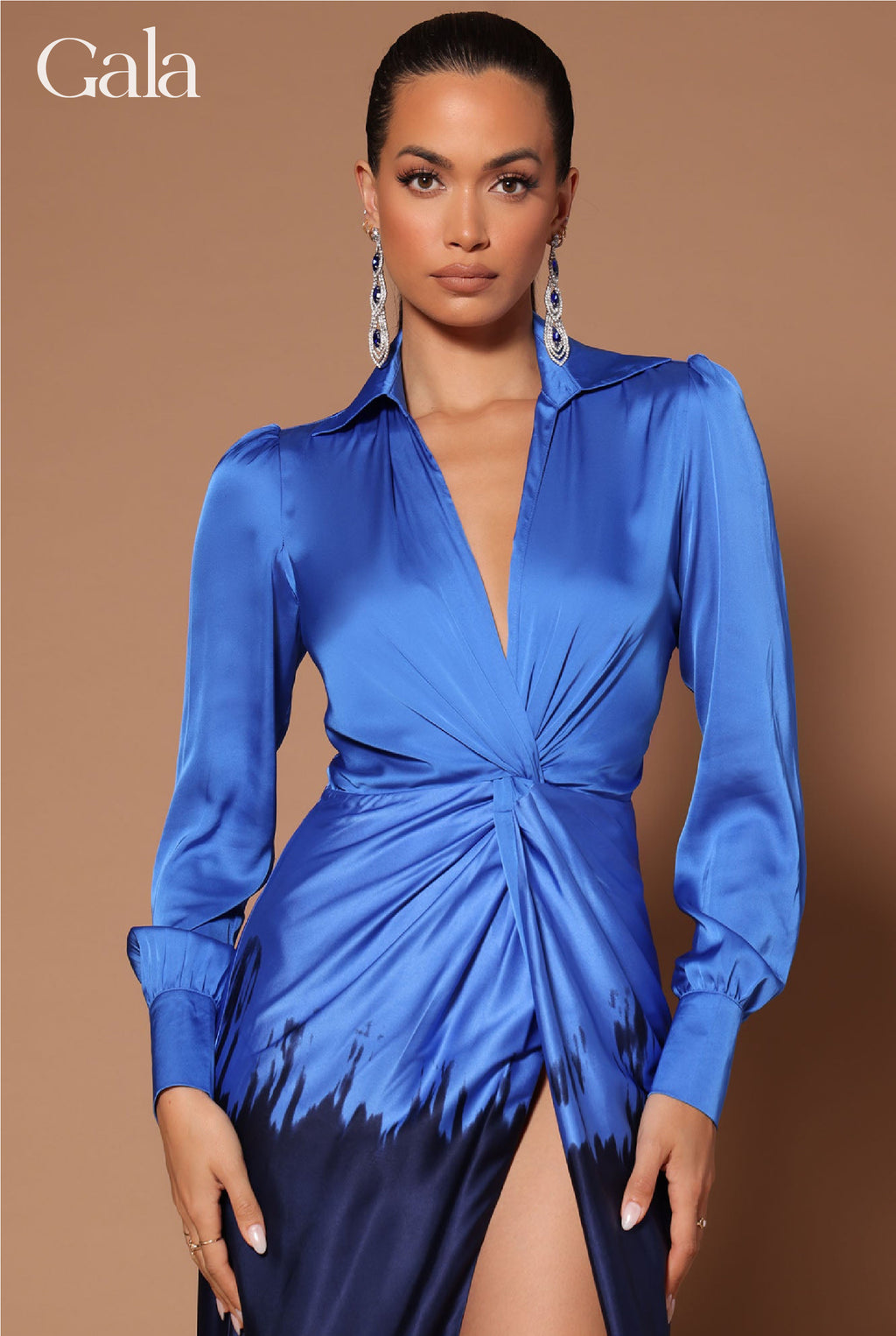 Royal/Dark Blue Satin Maxi Dress