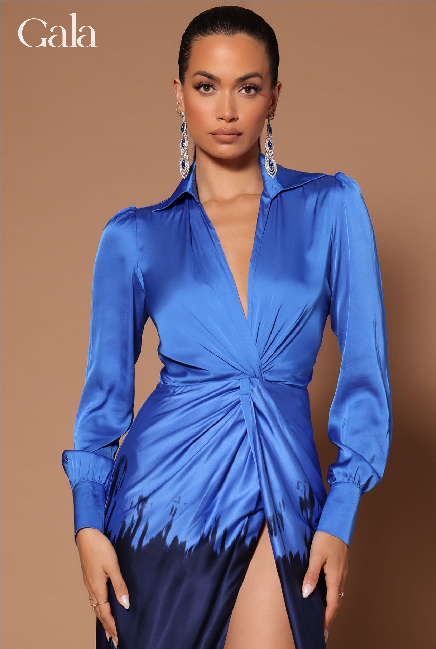 Royal/Dark Blue Satin Maxi Dress
