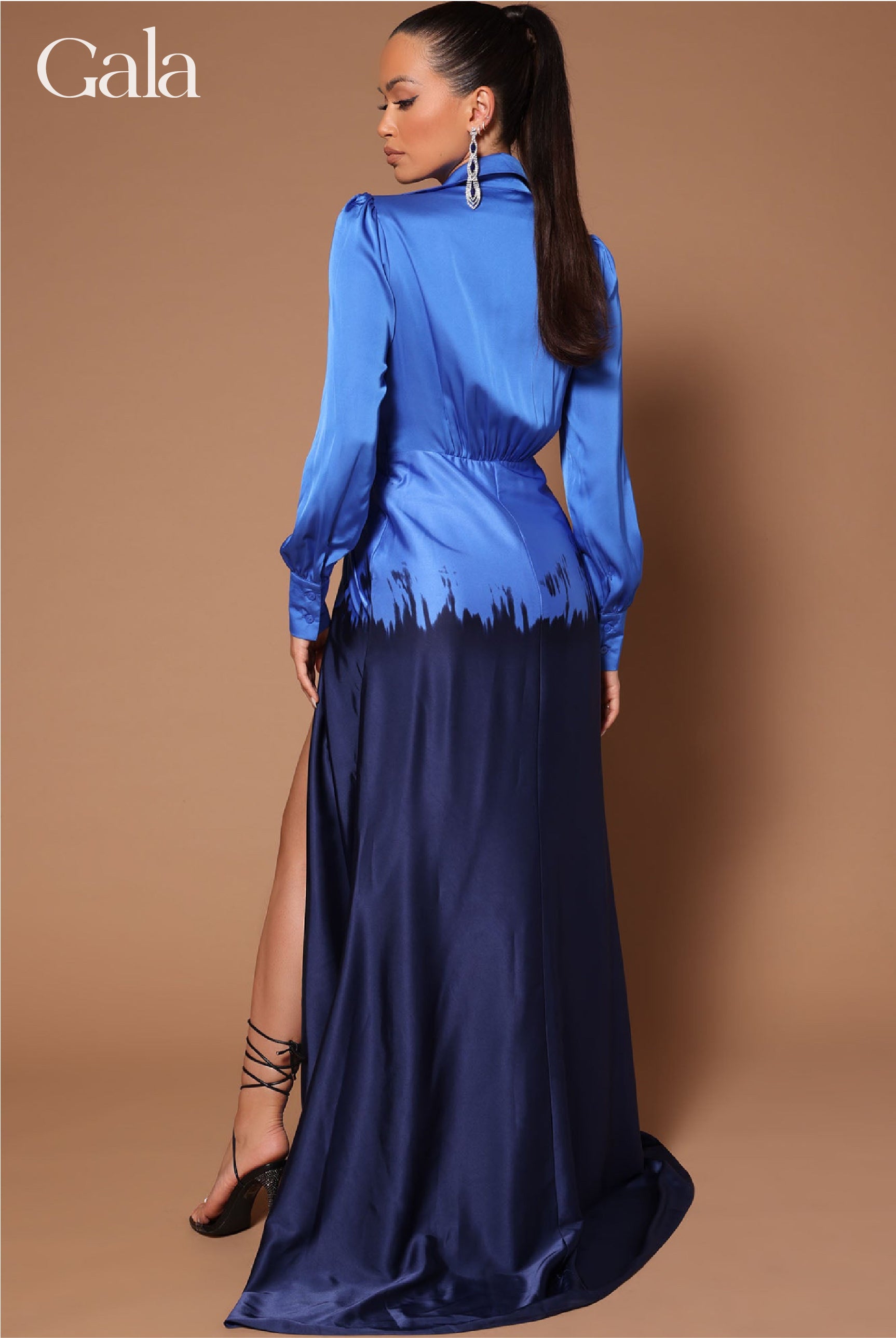 Royal/Dark Blue Satin Maxi Dress